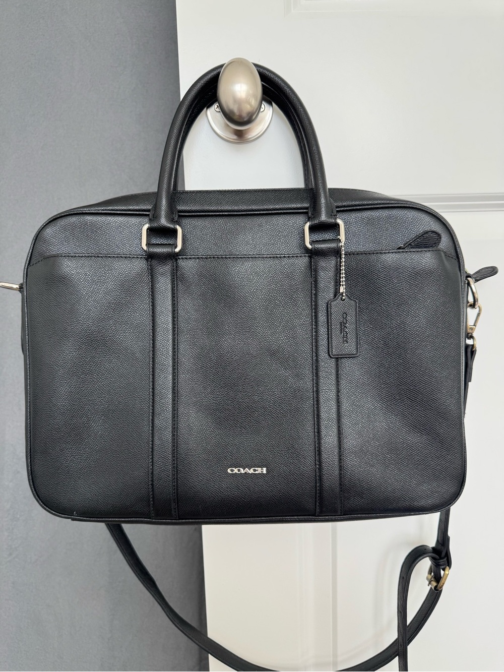 Coach Perry Slim Brief F59057 Black Leather